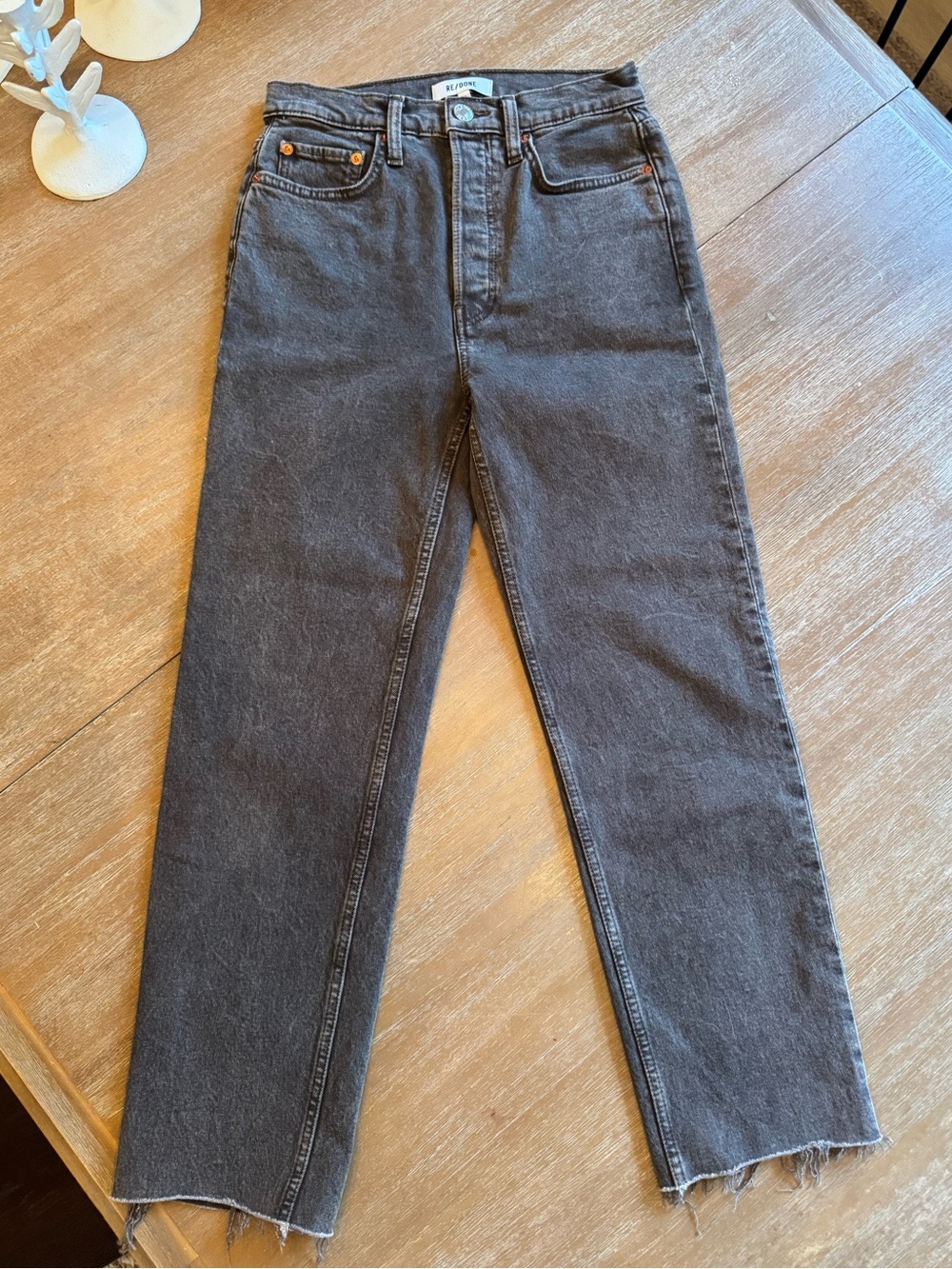 Re/Done Straight-Leg Black Denim Jeans